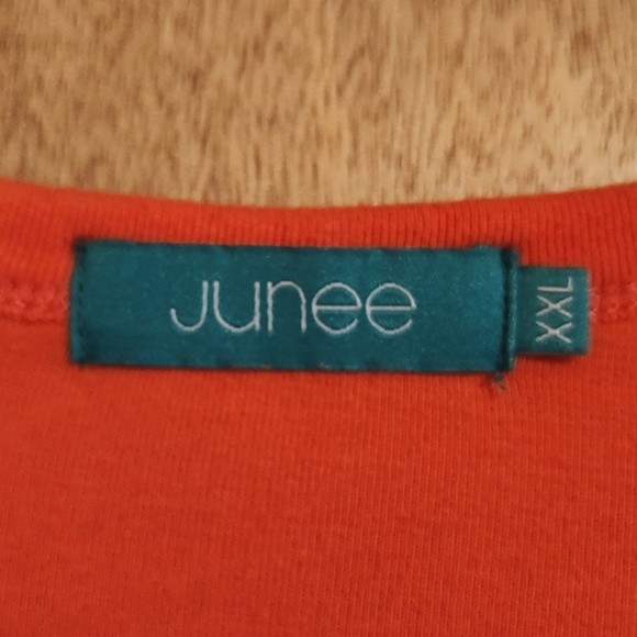 Junee Womens Comfy Crew Neck Layering Top Orange Cotton Stretch ¾-Sleeve Sz XXL - Picture 6 of 7